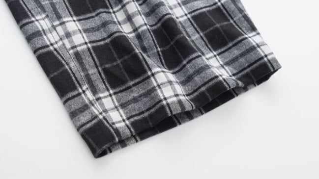 Casual Trousers Black And White Plaid Drape
