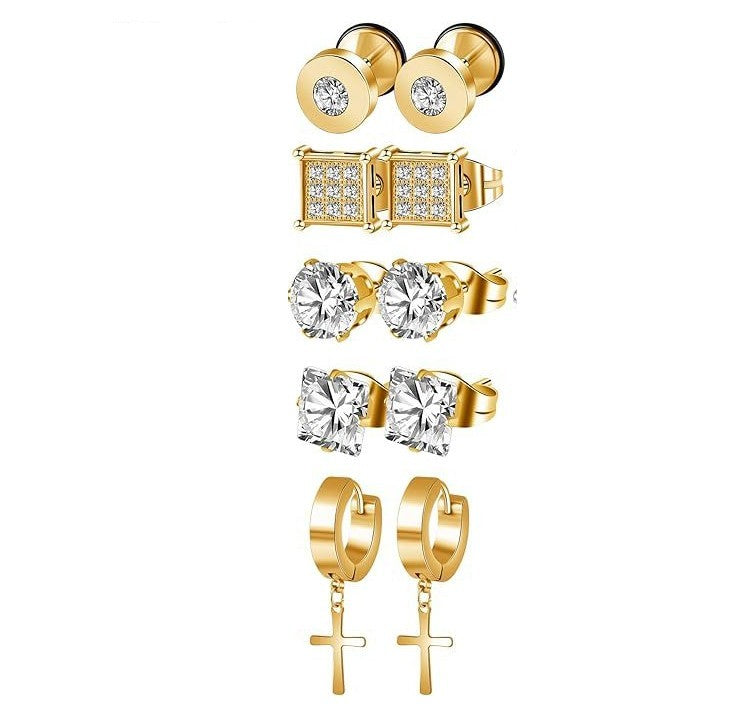 5 Pairs Of High Quality Stainless Steel Anti-allergy Earings Set