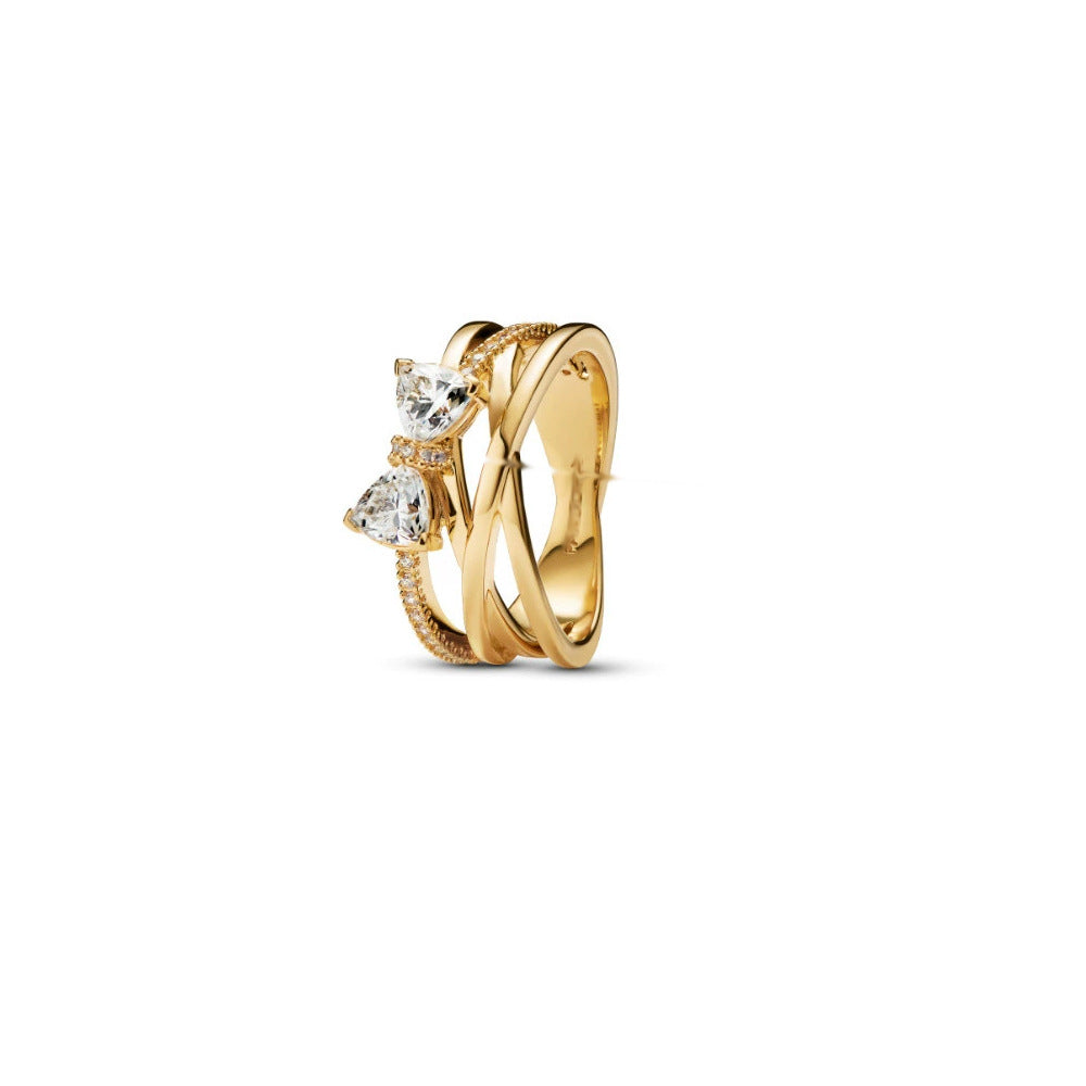 Ring Plated 925 Silver Bow Star Wishing Square