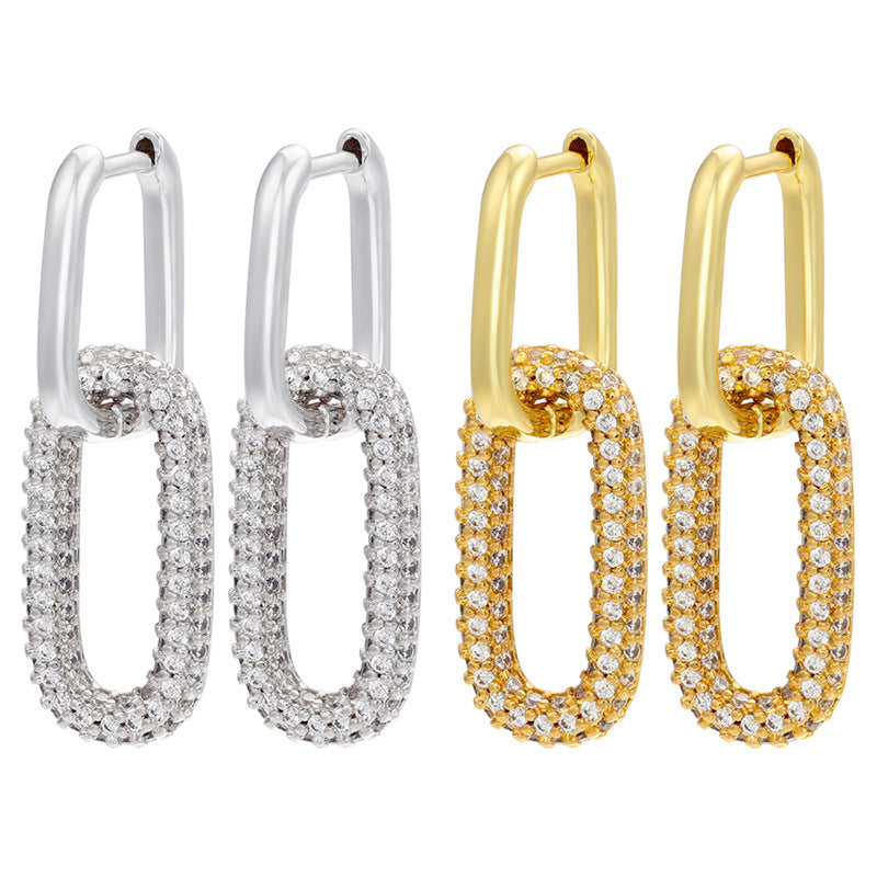 Geometric Rectangle Jewelry Accessories Diamond Metal Earrings