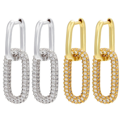 Geometric Rectangle Jewelry Accessories Diamond Metal Earrings