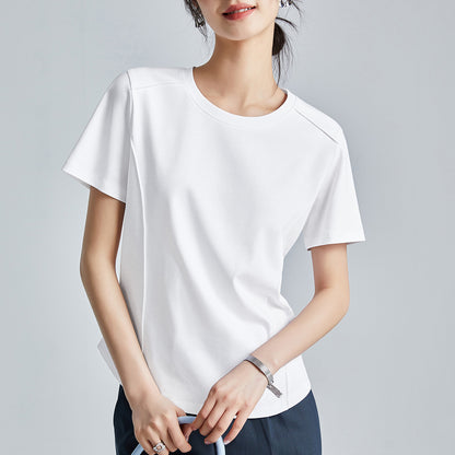 Shoulder T-shirt Mercerized Cotton Round Neck Bottoming Shirt