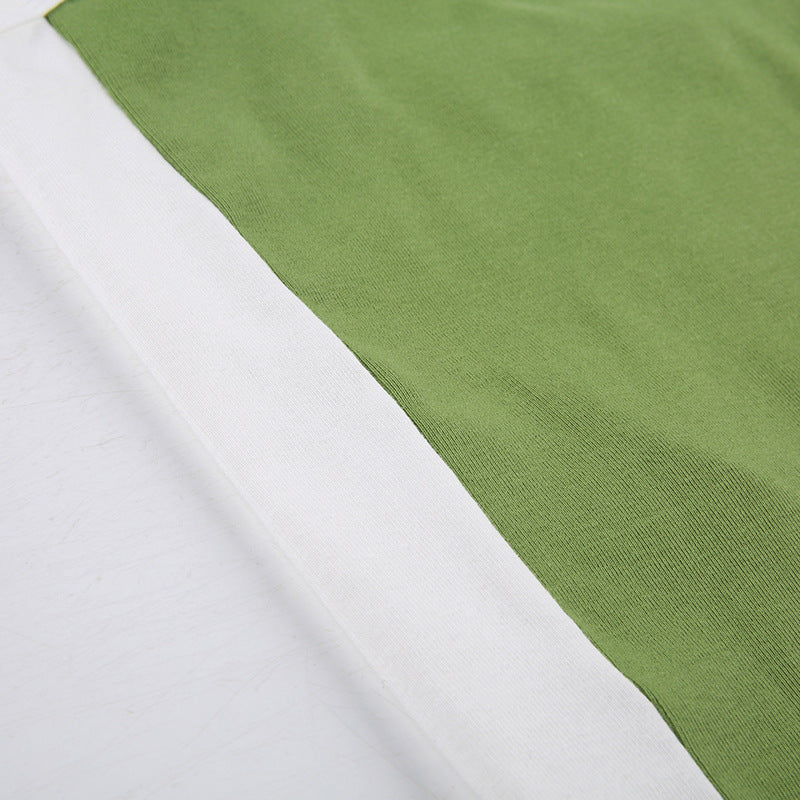 Basic Model Clashing Color Patchwork One-piece Neck Small Camisole Top
