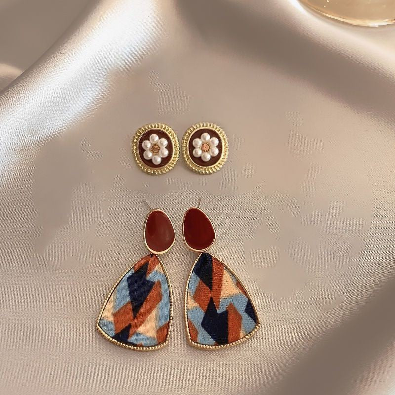 Square Pearl Metal Alloy Earrings