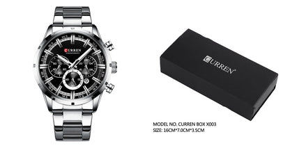 Waterproof Quartz Six-hand Calendar Steel Band Business Men's Watch