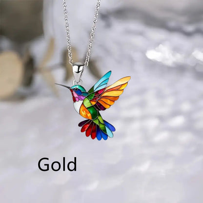 Colorful Bird Acrylic Earrings Vintage Necklace