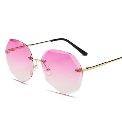 European and American Trendy Glasses Cut-edge Sunglasses Ladies Big Rimless