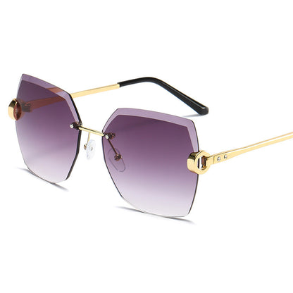 European and American Trendy Glasses Cut-edge Sunglasses Ladies Big Rimless