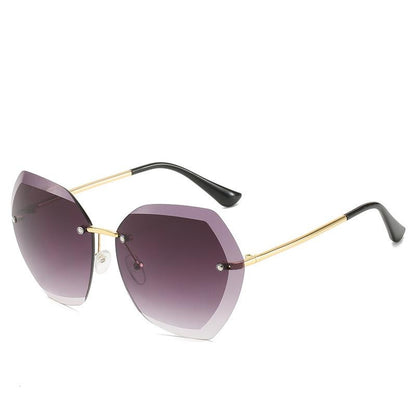 European and American Trendy Glasses Cut-edge Sunglasses Ladies Big Rimless