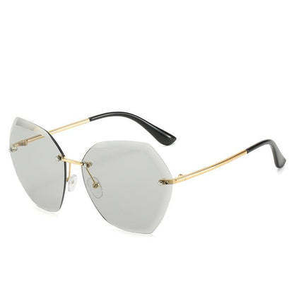 European and American Trendy Glasses Cut-edge Sunglasses Ladies Big Rimless