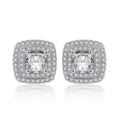 Square Full Diamond Zircon Earrings