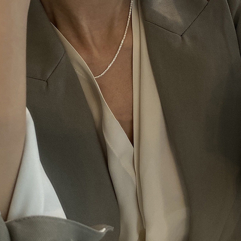 All-Sky Sparkling Necklace Simple Flash Plain Chain Can Be Folded