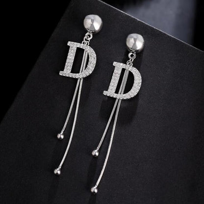 Silver Needle Earrings, Tassels, Long, Simple And Fashionable, Korean Earrings