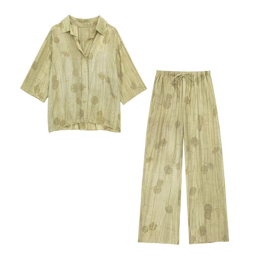 Jacquard Loose-fitting Shirt Jacquard Casual Pants Suit