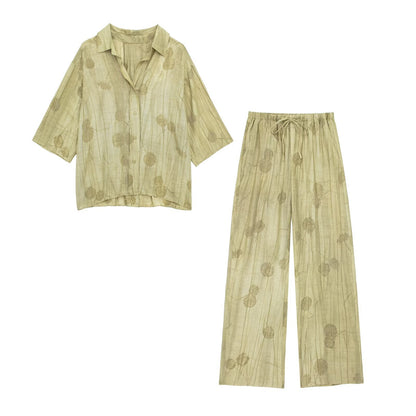 Jacquard Loose-fitting Shirt Jacquard Casual Pants Suit