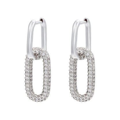Geometric Rectangle Jewelry Accessories Diamond Metal Earrings