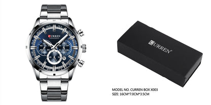 Waterproof Quartz Six-hand Calendar Steel Band Business Men's Watch