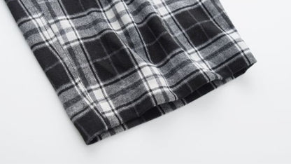 Casual Trousers Black And White Plaid Drape