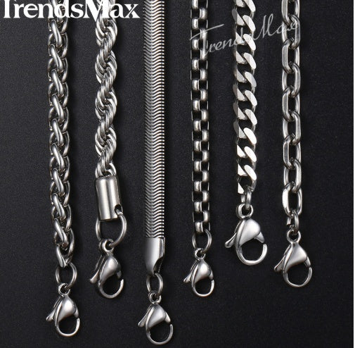 Men Stainless Steel Rope Snake Box Cuban Link Chain