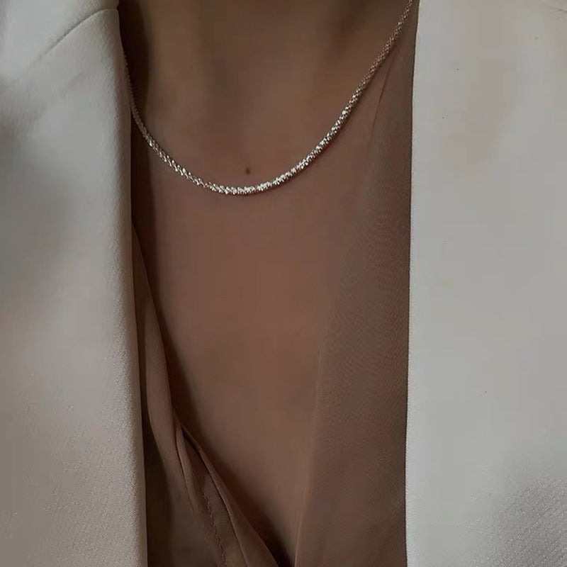 All-Sky Sparkling Necklace Simple Flash Plain Chain Can Be Folded