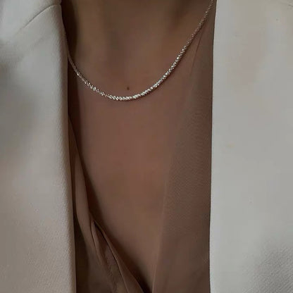 All-Sky Sparkling Necklace Simple Flash Plain Chain Can Be Folded