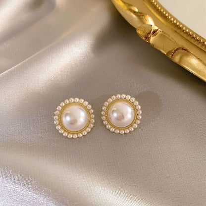 Square Pearl Metal Alloy Earrings