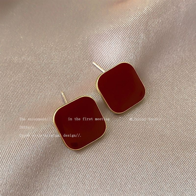 Square Pearl Metal Alloy Earrings