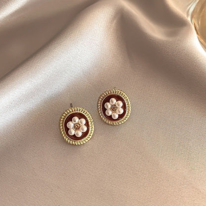 Square Pearl Metal Alloy Earrings