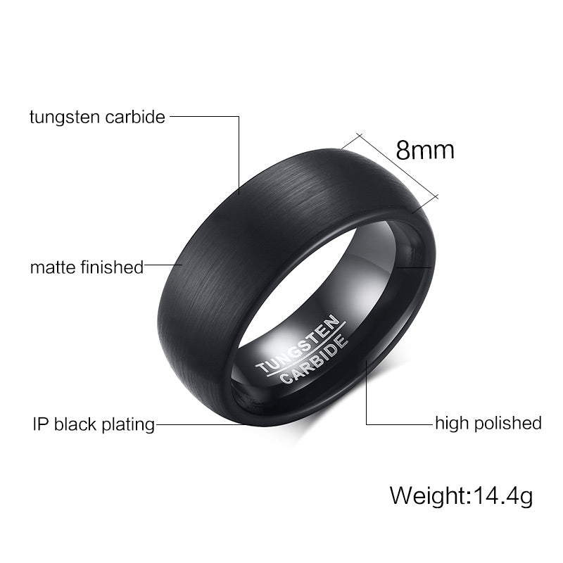 Brushed plating black pure tungsten steel ring