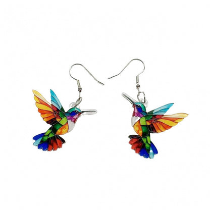Colorful Bird Acrylic Earrings Vintage Necklace