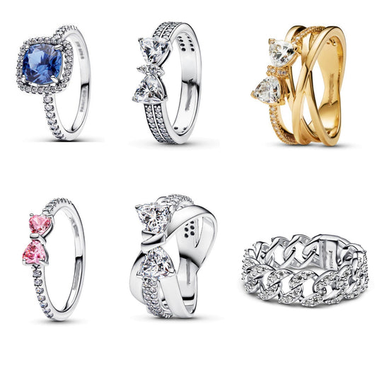 Ring Plated 925 Silver Bow Star Wishing Square