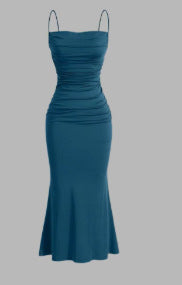Sexy Style Collarless High Waist Tied Spaghetti-strap Sheath Dress For Women