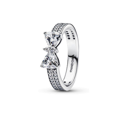 Ring Plated 925 Silver Bow Star Wishing Square
