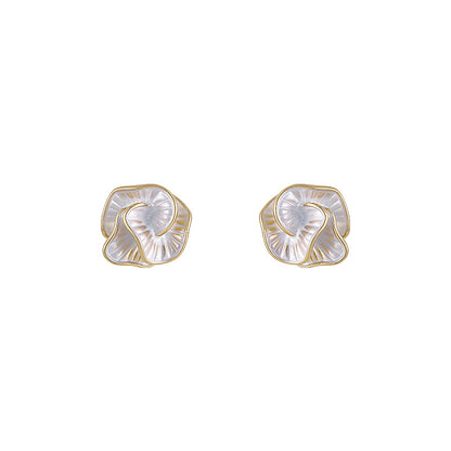 Women's Sterling Silver Needle Light Luxury Minority Camellia Ear Studs