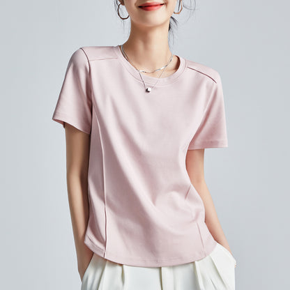 Shoulder T-shirt Mercerized Cotton Round Neck Bottoming Shirt