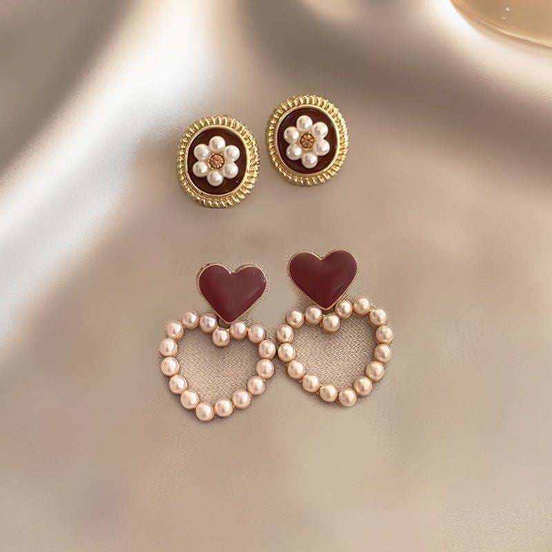 Square Pearl Metal Alloy Earrings