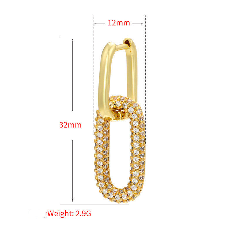 Geometric Rectangle Jewelry Accessories Diamond Metal Earrings