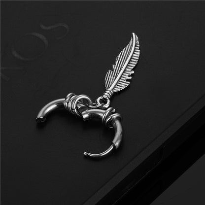 Korean Style Stainless Steel Coil Earrings Feather