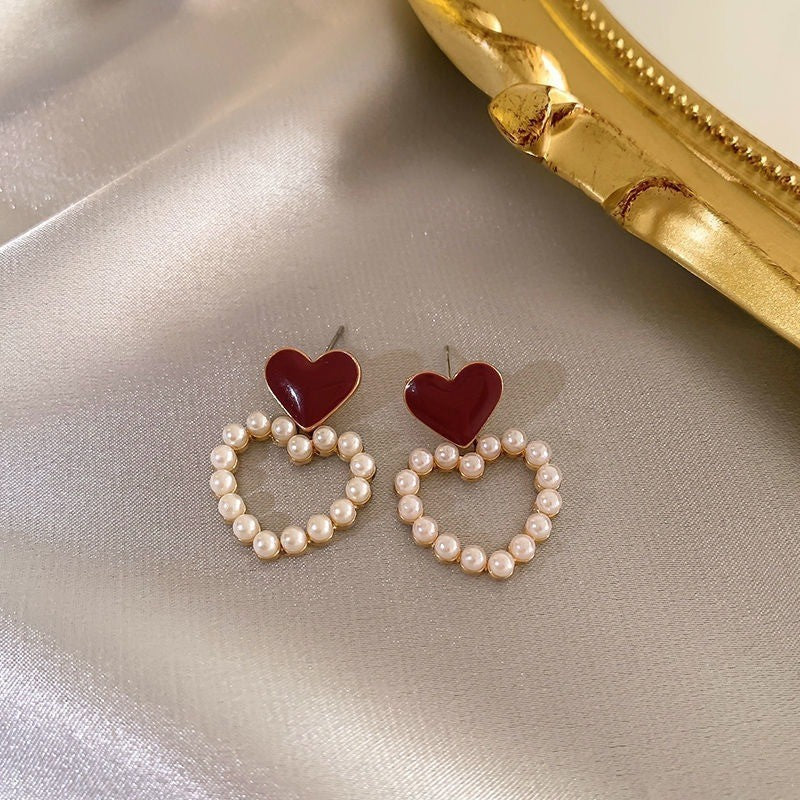 Square Pearl Metal Alloy Earrings