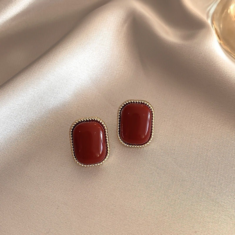 Square Pearl Metal Alloy Earrings
