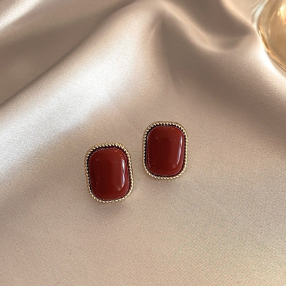 Square Pearl Metal Alloy Earrings