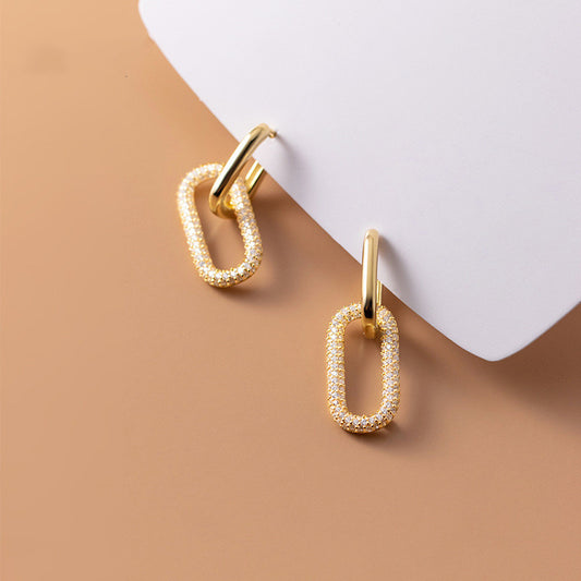 Geometric Rectangle Jewelry Accessories Diamond Metal Earrings