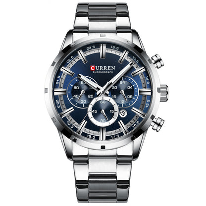 Waterproof Quartz Six-hand Calendar Steel Band Business Men's Watch